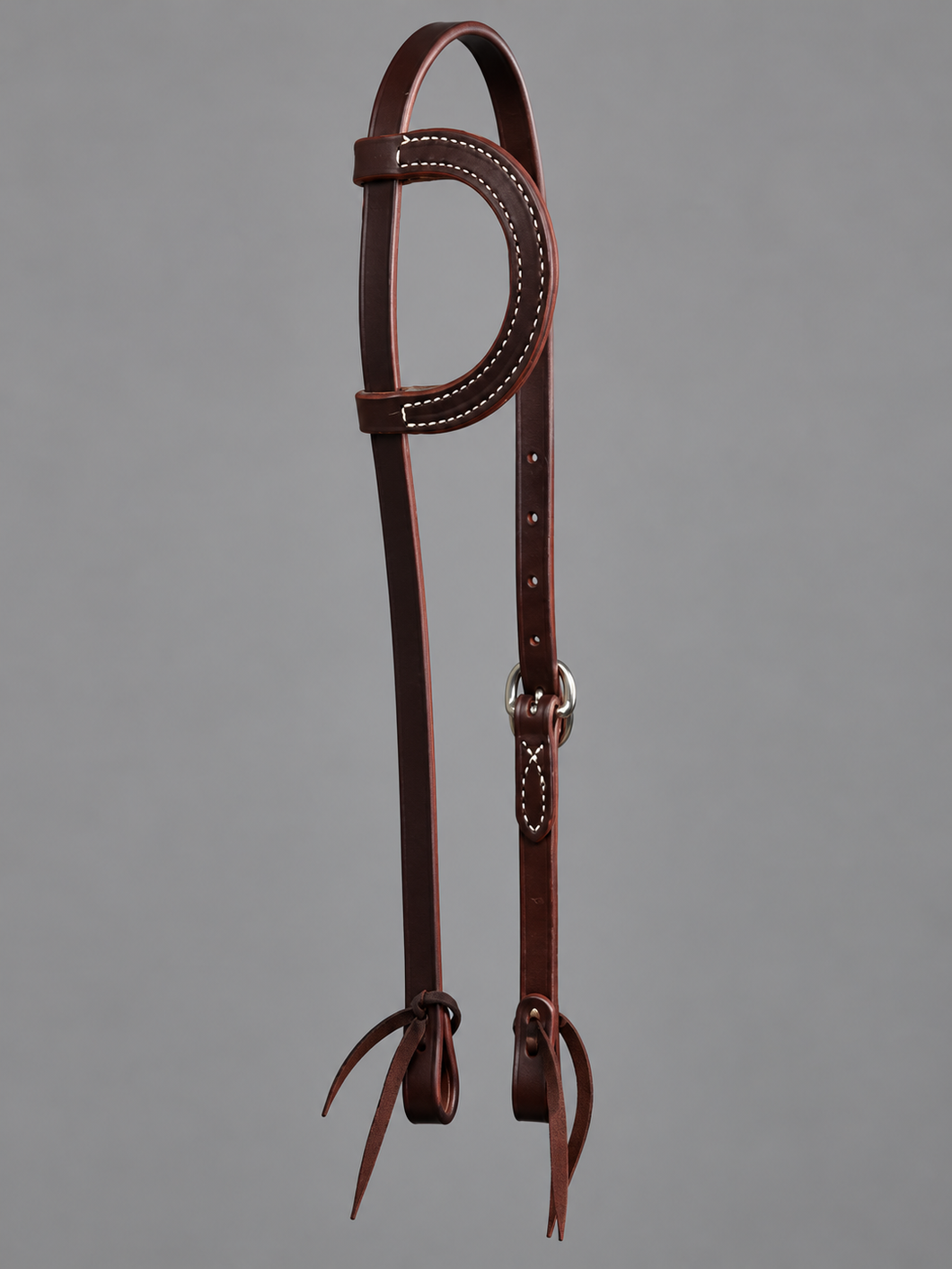 Headstall - HS182 - Heavy Oiled Sliding Ear Single Buckle with Latigo Ties