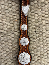 Headstall - HS326 - 5/8” Sierra Way Sliding Ear Basket Antiqued w/ Silver Plated Trim