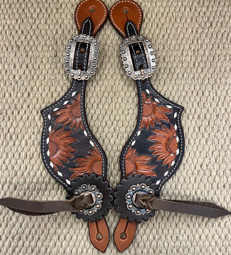 Spur Straps - SPS55 - Floral Buckstitch w/ Copper