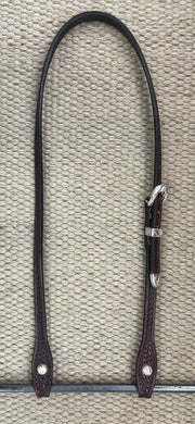 Headstall - HS234 - Basket Brown Split Ear w/ Sterling Overlay
