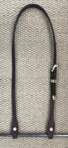 Headstall - HS234 - Basket Brown Split Ear w/ Sterling Overlay