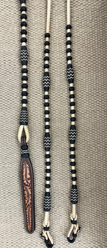 Romal Reins - RR93 - 30 Plait Natural w/ Black Accents 110