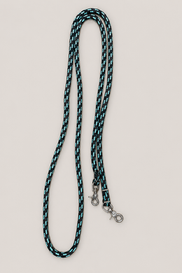Closed Reins - CR19 - 10' Braided Yacht Rope Black, Brown, and Turquoise