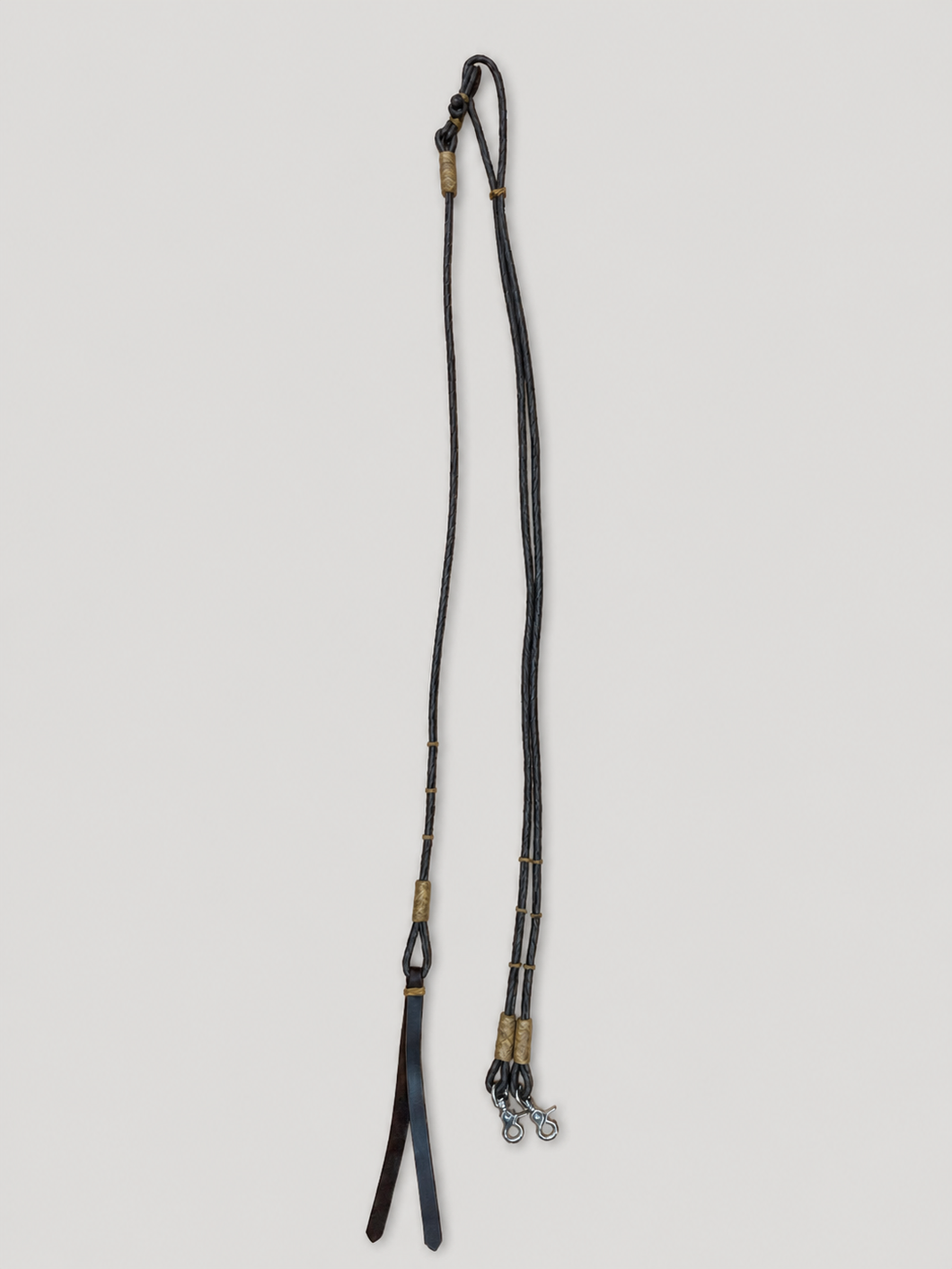 Romal Reins - RR09 - 4 Plait Chocolate with Rawhide and Snap Ends 94”