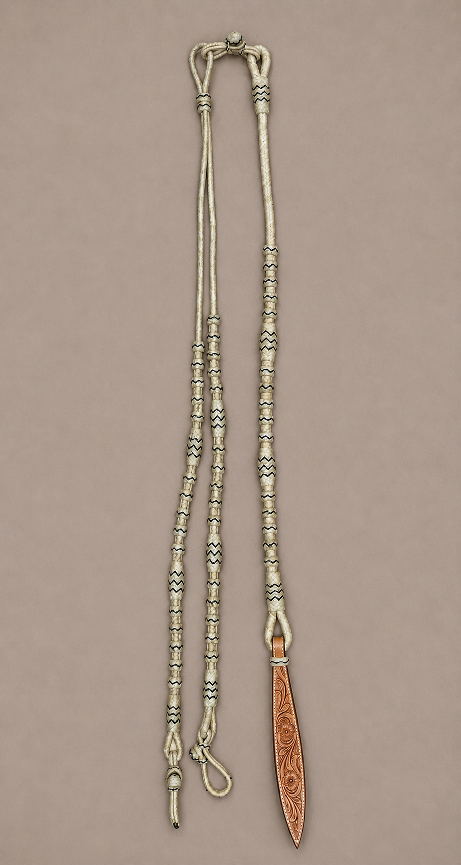 Romal Reins - RR58 - 12 Plait Natural with Black Accents 84
