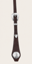 Headstall - HS275 - 3/4" Brown Basketweave Split Ear with Silver Plated Trim