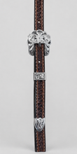 Headstall - HS261 - 1/2" Split Ear Antiqued Basketweave with Silver Plate Trim
