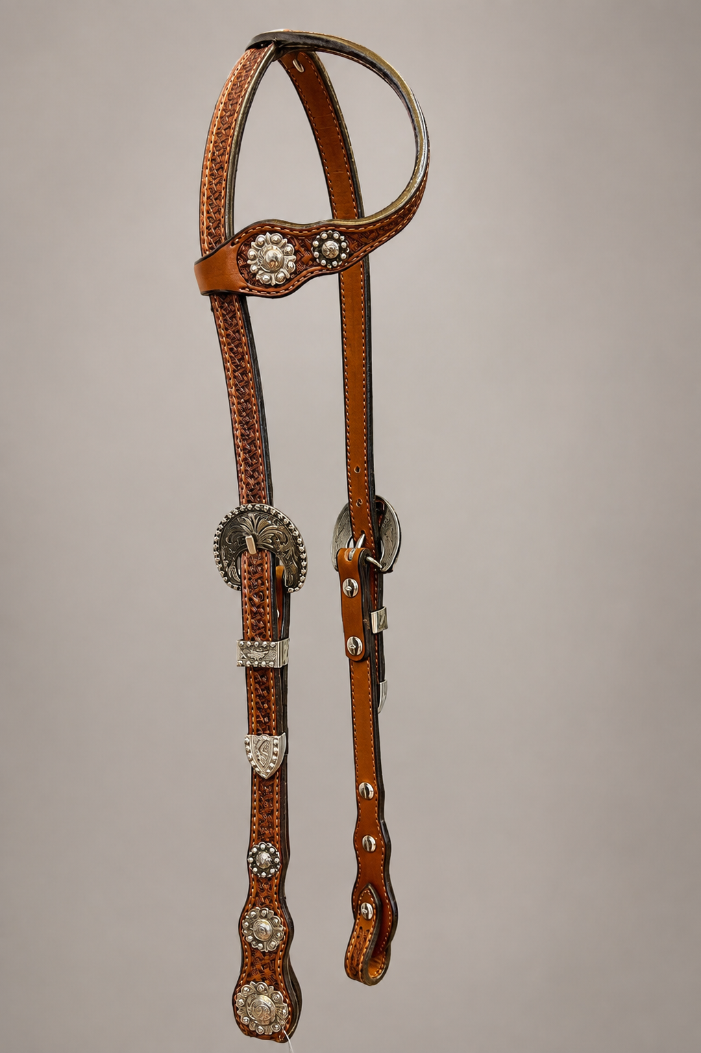 Headstall - HS78 - Hansen Silver One Ear with Yuma Berry