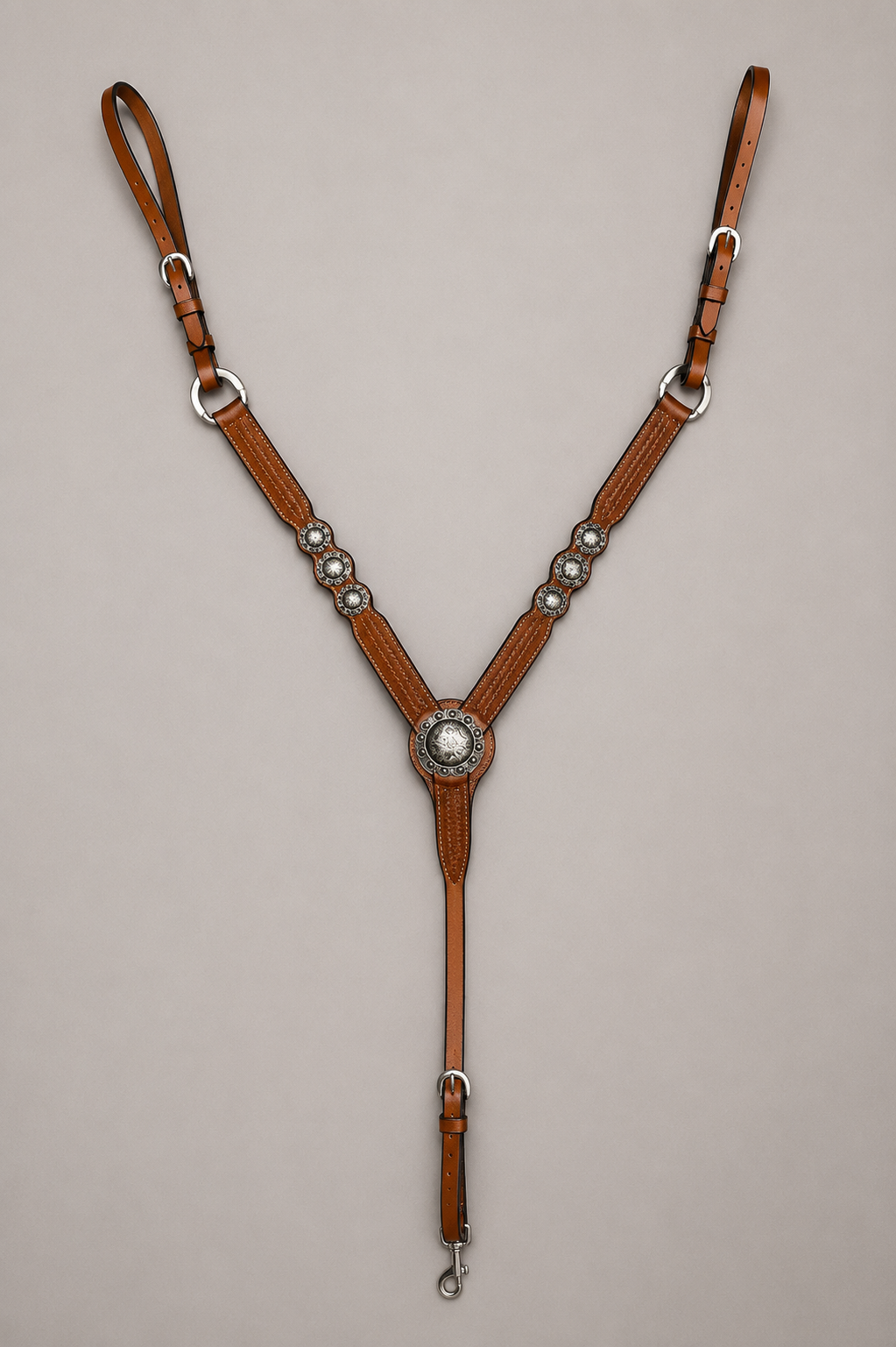 Breast Collar - BC04 - Hansen Silver with Yuma Berry