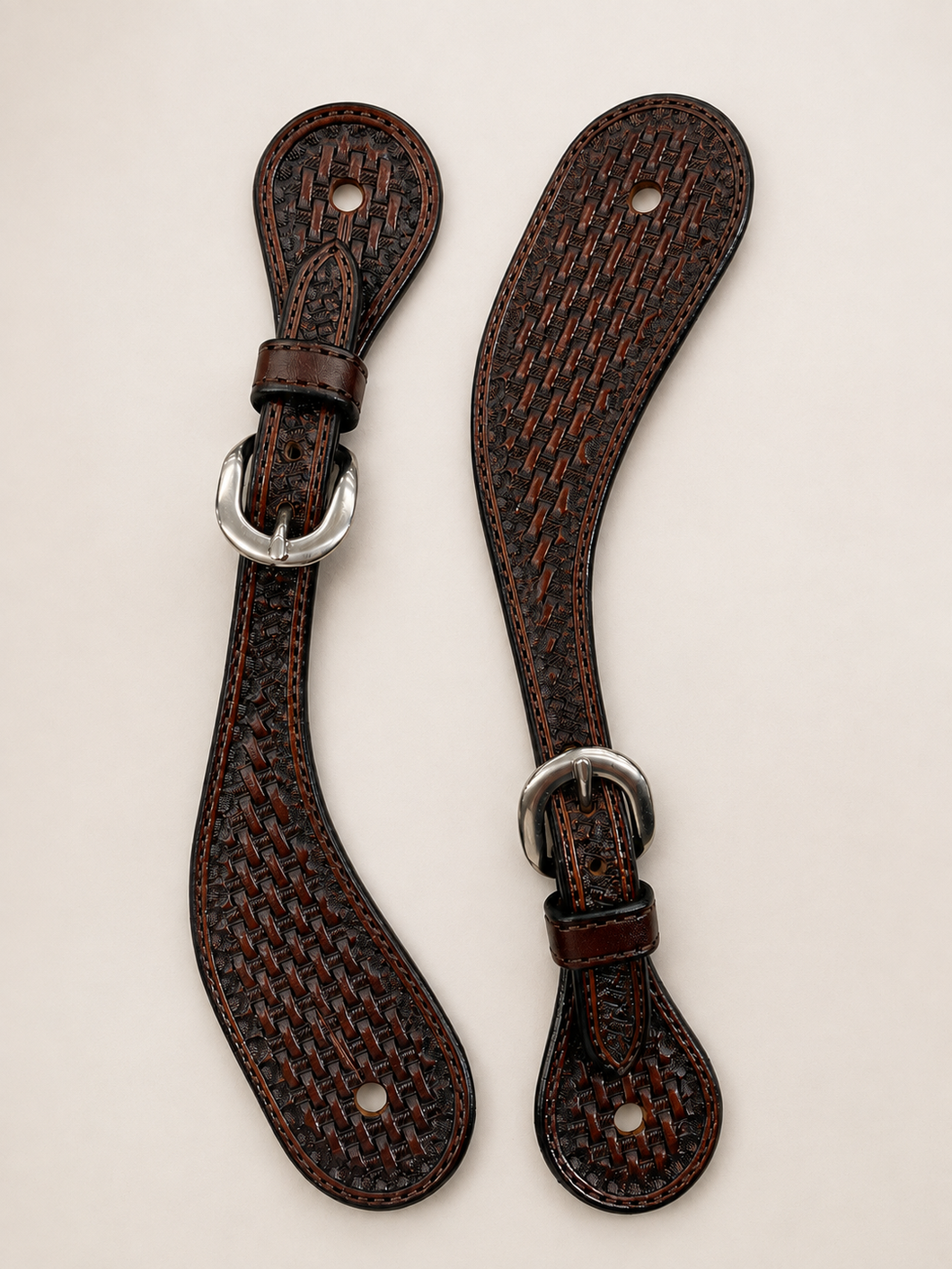 Spur Straps - SPS99 - Ladies Brown Basketweave 5/8