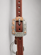 Headstall - HS128 - 5/8" Single Ear Ranch Heavy Oil Bleeding Heart with Ring Cheeks