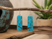 Jewelry - JWR15 - Sterling Silver Rectangular Turquoise Drop Earrings