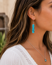 Jewelry - JWR15 - Sterling Silver Rectangular Turquoise Drop Earrings