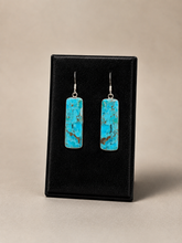 Jewelry - JWR15 - Sterling Silver Rectangular Turquoise Drop Earrings