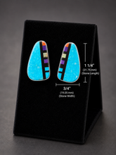 Jewelry - JWR16 - Sterling Silver Zuni Turquoise & Multi-Stone Inlay Stud Earrings
