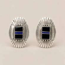 Jewelry - JWR17 - Sterling Silver Black Onyx & Lapis Inlay Stud Earrings