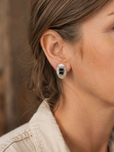 Jewelry - JWR17 - Sterling Silver Black Onyx & Lapis Inlay Stud Earrings
