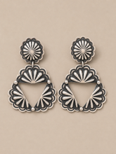 Jewelry - JWR19 - Tahe Navajo Sterling Silver Concho Dangle Earrings
