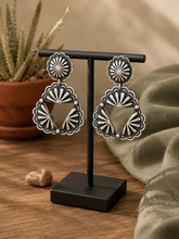 Jewelry - JWR19 - Tahe Navajo Sterling Silver Concho Dangle Earrings