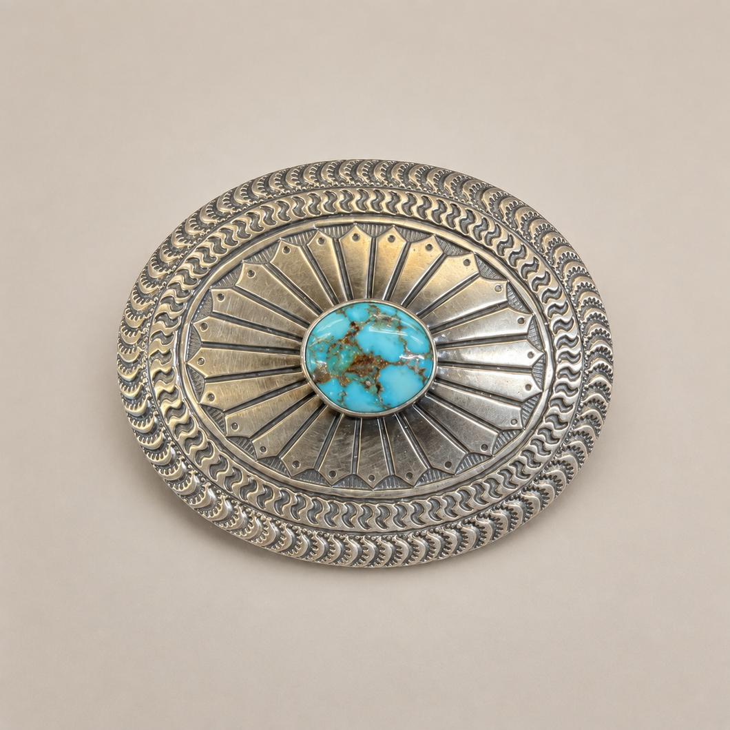Jewelry - JWR20 - Sterling Silver and Kingman Western Belt Buckle