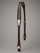 Headstall - HS153 - Basket Brown Split Ear with Silver Plate Trim and Ear Arrow