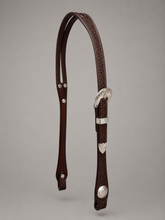 Headstall - HS153 - Basket Brown Split Ear with Silver Plate Trim and Ear Arrow
