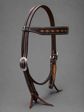 Headstall - HS170 - Chocolate Skirting Diamond Stamp Browband