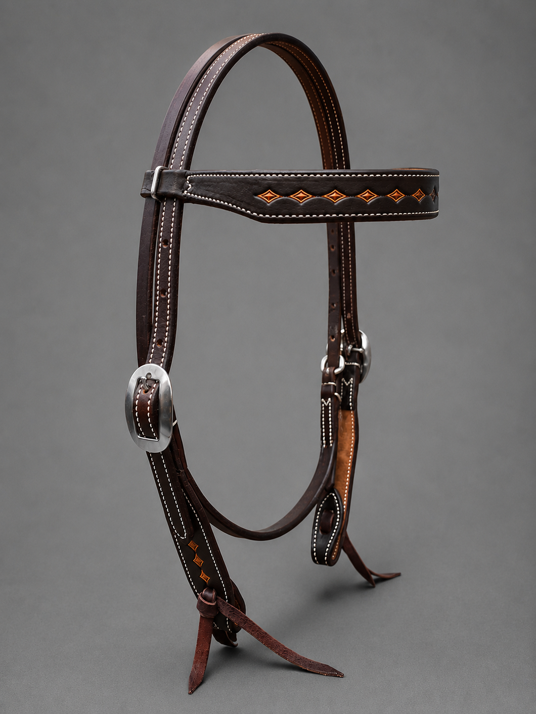 Headstall - HS170 - Chocolate Skirting Diamond Stamp Browband