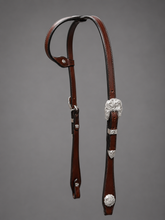 Headstall - HS87 - Plain Brown Single Ear with Silver Plate