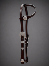 Headstall - HS87 - Plain Brown Single Ear with Silver Plate