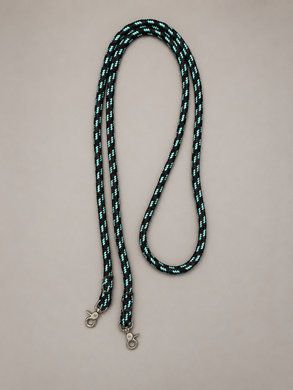 Closed Reins - CR08 - Yacht Braid Black, Tan and Turquoise 8'