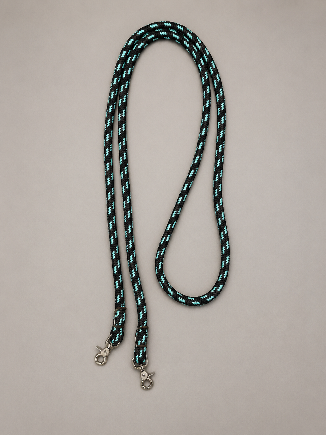 Closed Reins - CR08 - Yacht Braid Black, Tan and Turquoise 8'