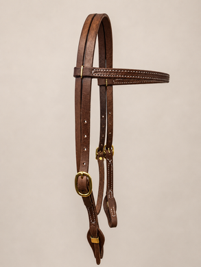 Headstall - HS228 - Stitched Browband with Brass Quick Change Oiled