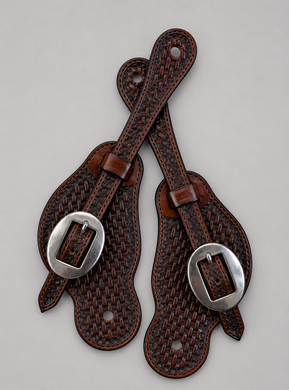 Spur Straps - SPS22 - Ladies D/S Buckaroo Basket Brown