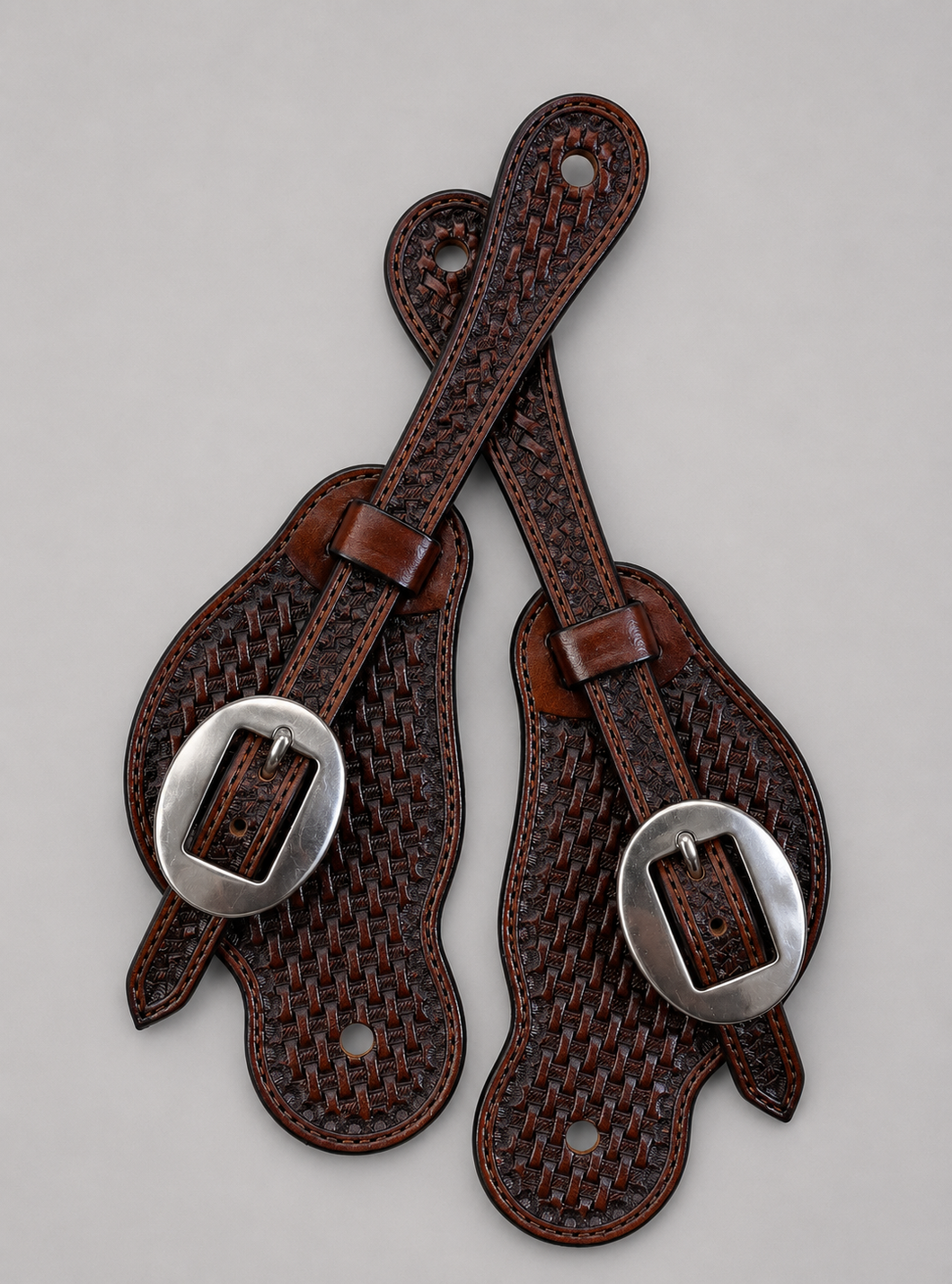 Spur Straps - SPS22 - Ladies D/S Buckaroo Basket Brown