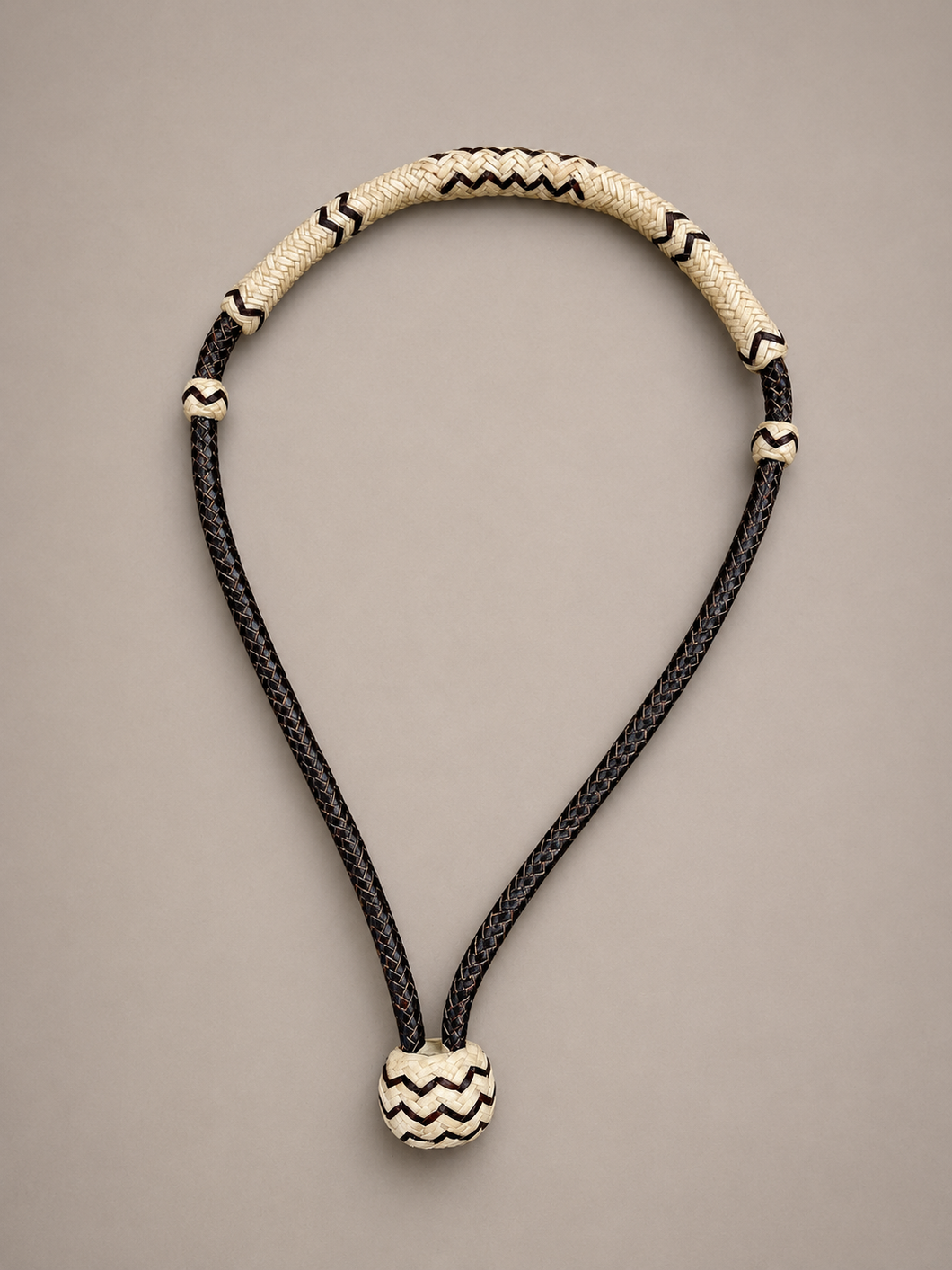 Bosal - B93 - 1/4” 12 Plait Latigo and Natural Rawhide Noseband w/ Black Accents