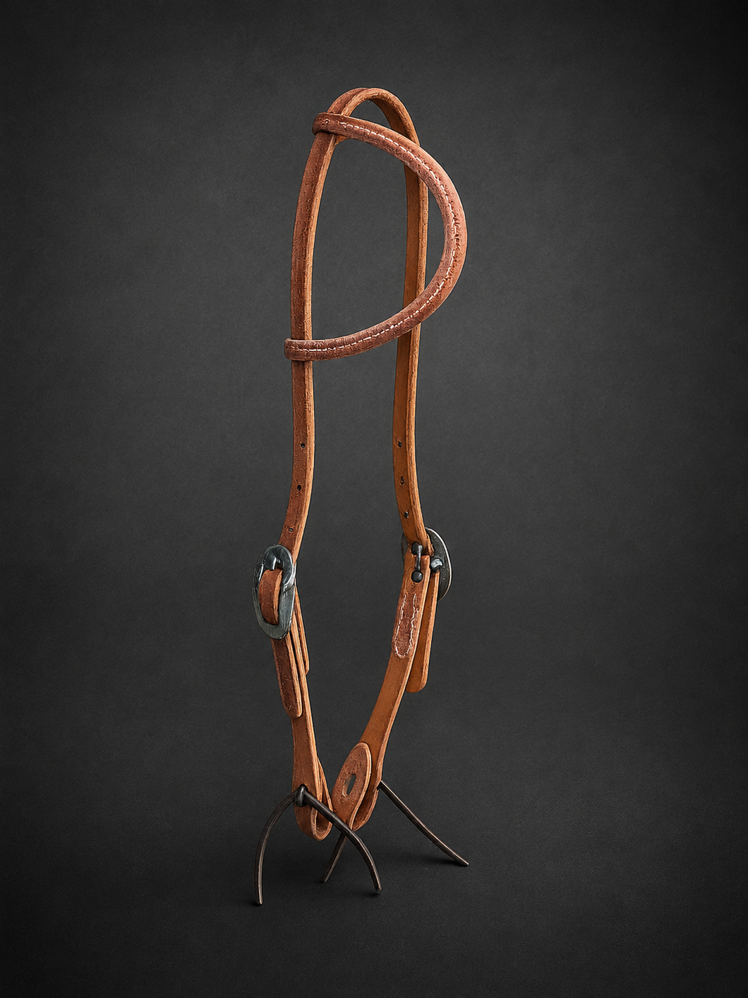 Headstall - HS10 - Chestnut Rolled Ear with Roughout