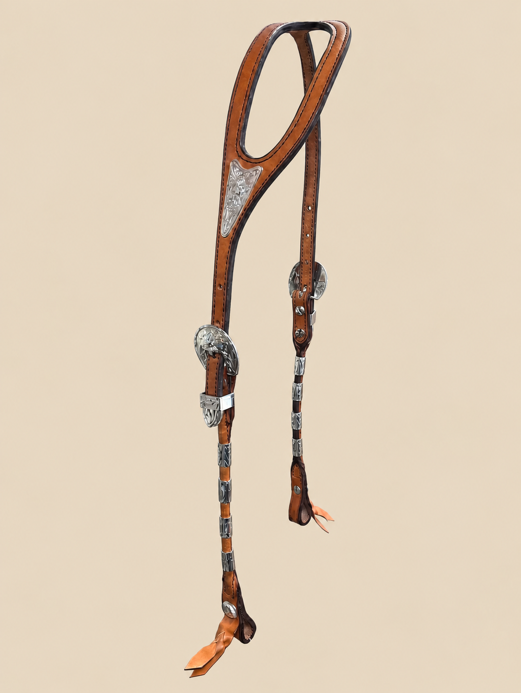 Headstall - HS412 - Light Oil Formed Ear with Silver Accents