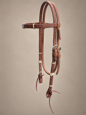 Headstall - HS413 - Herman Oak Browband with Rawhide Accents