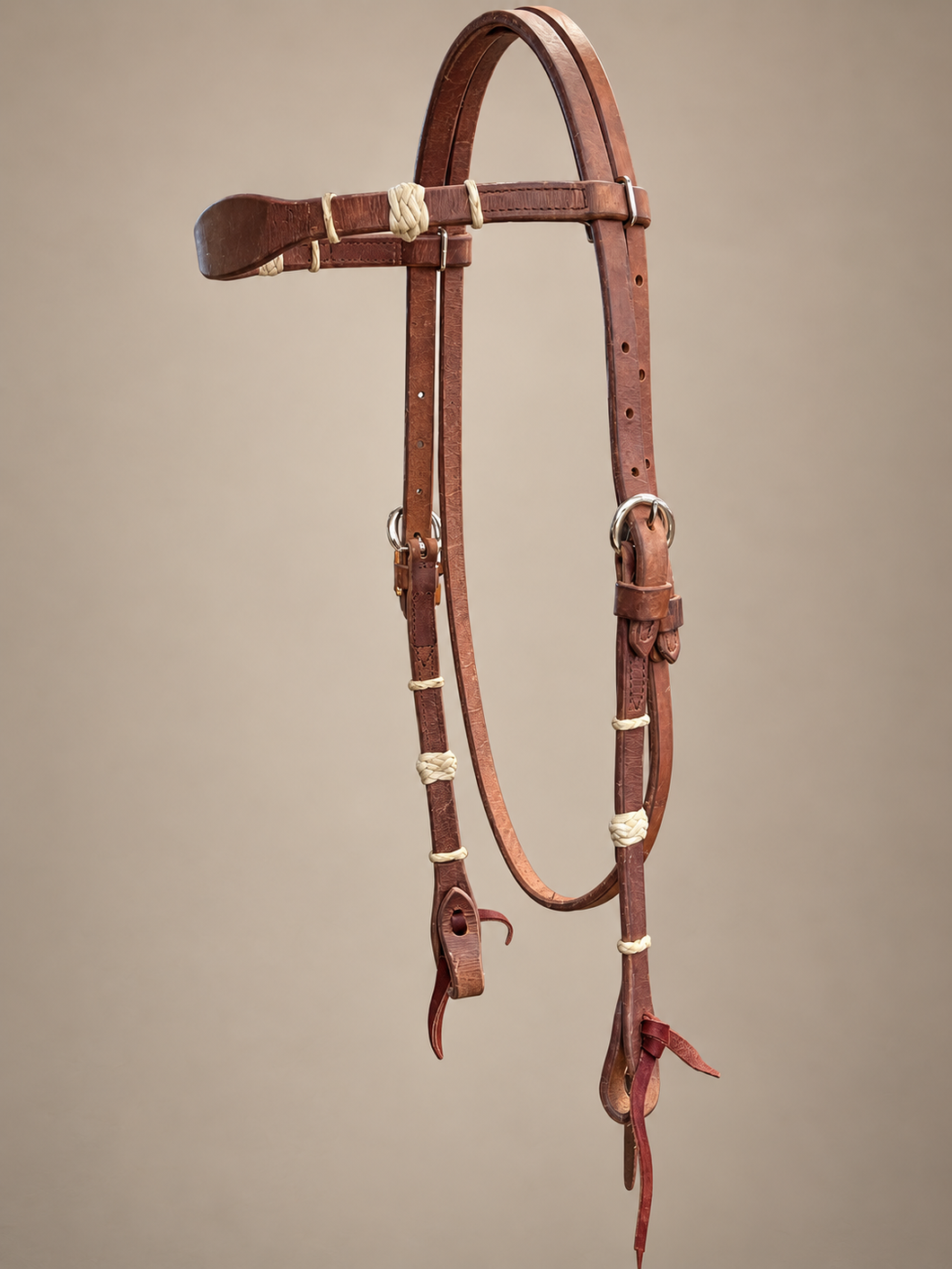 Headstall - HS414 - Herman Oak Browband with Rawhide Accents