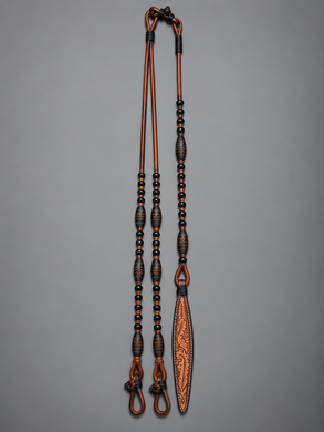 Romal Reins - RR22 - TRB 18 Plait George Moore Caramel with Black Knots and Accents 102
