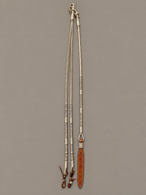 Romal Reins - RR99 - 12 Plait Santa Inez Style Natural with Leather Ends 100