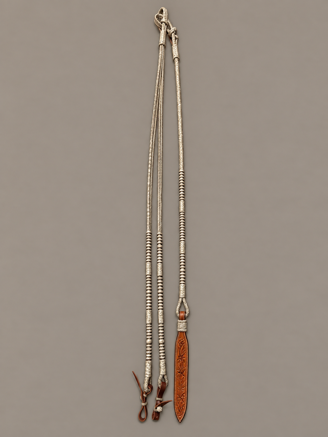 Romal Reins - RR99 - 12 Plait Santa Inez Style Natural with Leather Ends 100