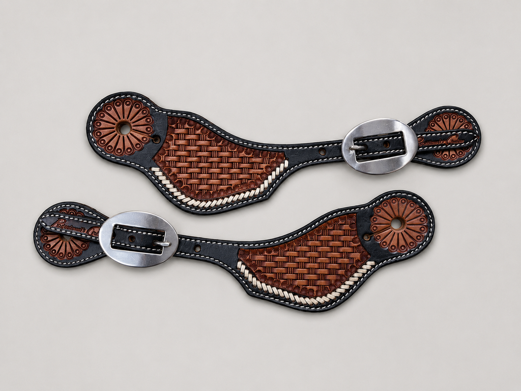 Spur Straps - SPS145 - Mens Buckstitch Basketweave