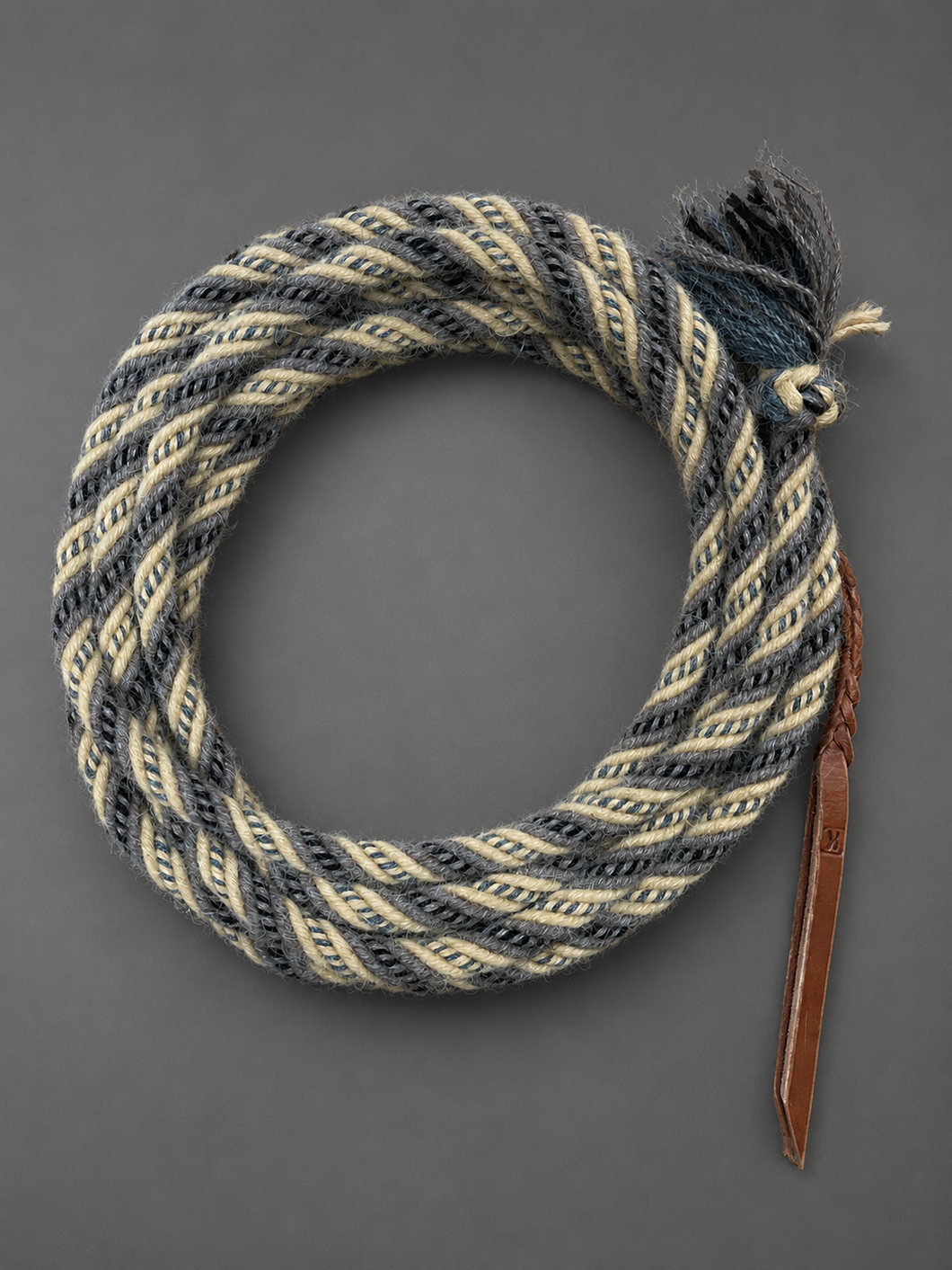 Mecate - MEC165 - 5/8” x 22’ 6 Strand Alpaca Tan, Taupe, Gray and Black