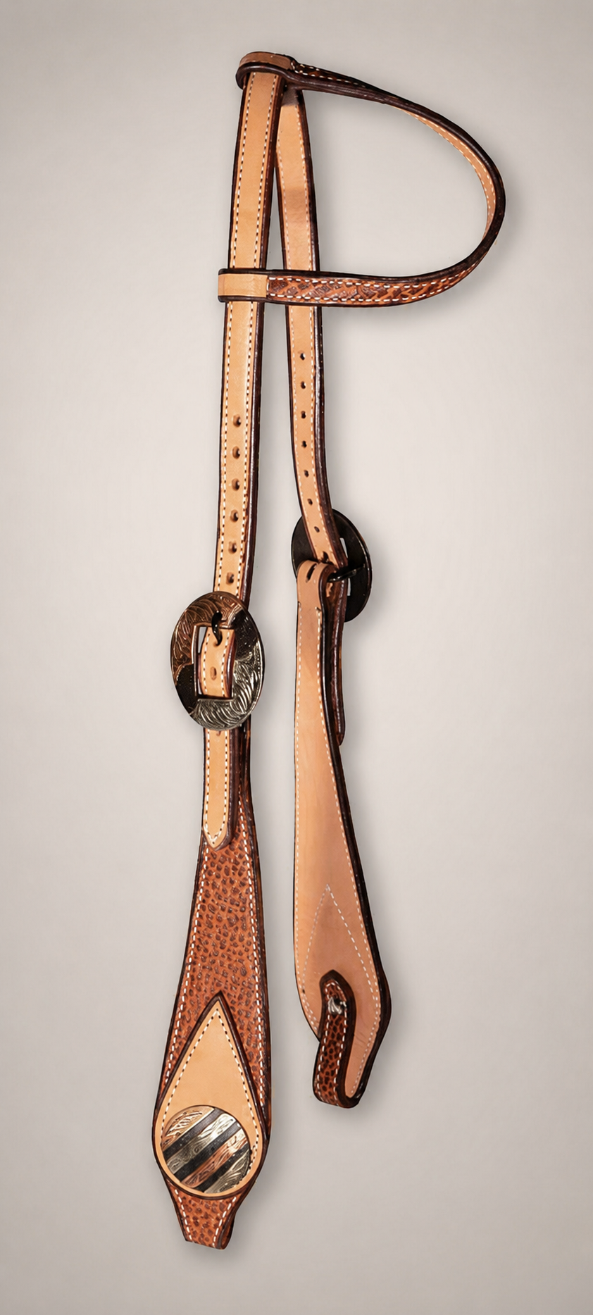 Headstall - HS332 - Pro Choice Tan One Ear Swell Cheek Bison