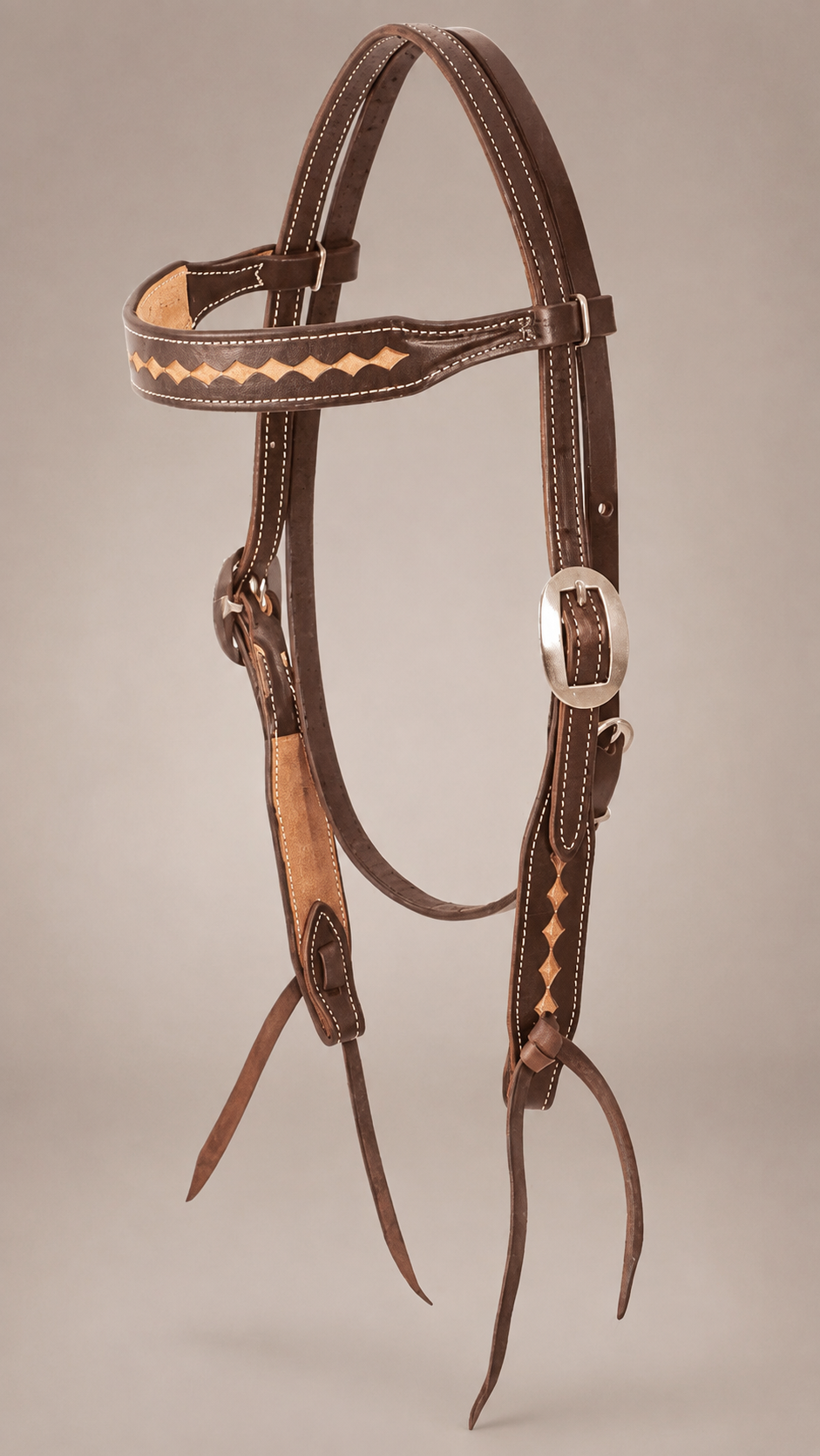 Headstall - HS401 - Chocolate Diamond Stamp with Cart Buckle
