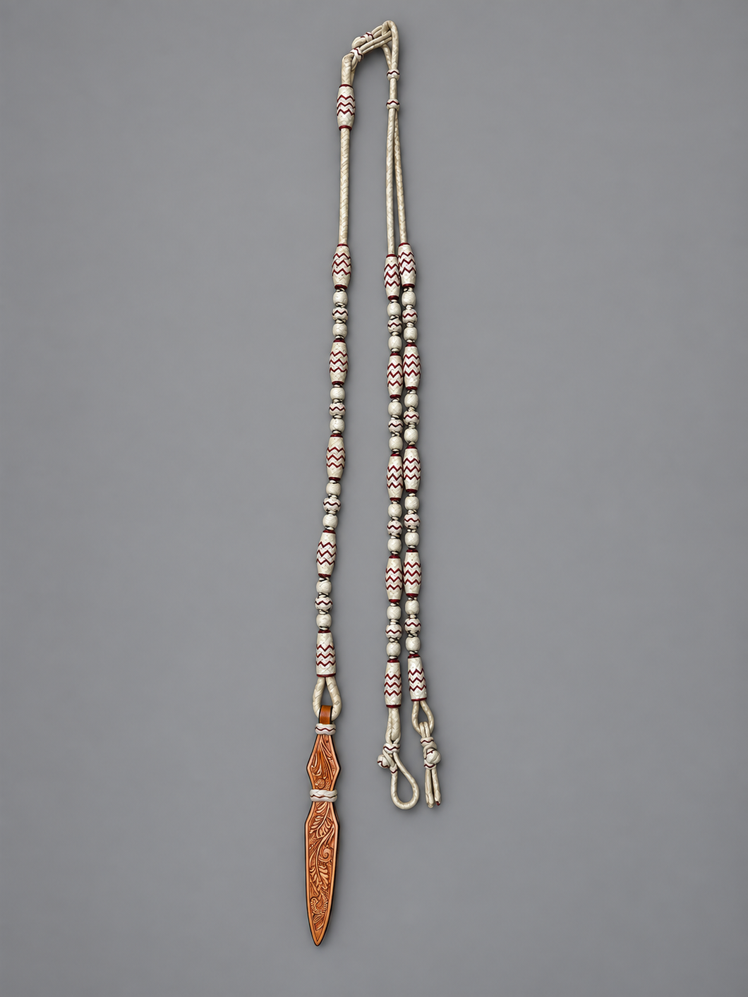 Romal Reins - RR55 - 12 Plait Natural with Black and Burgundy Accents 84