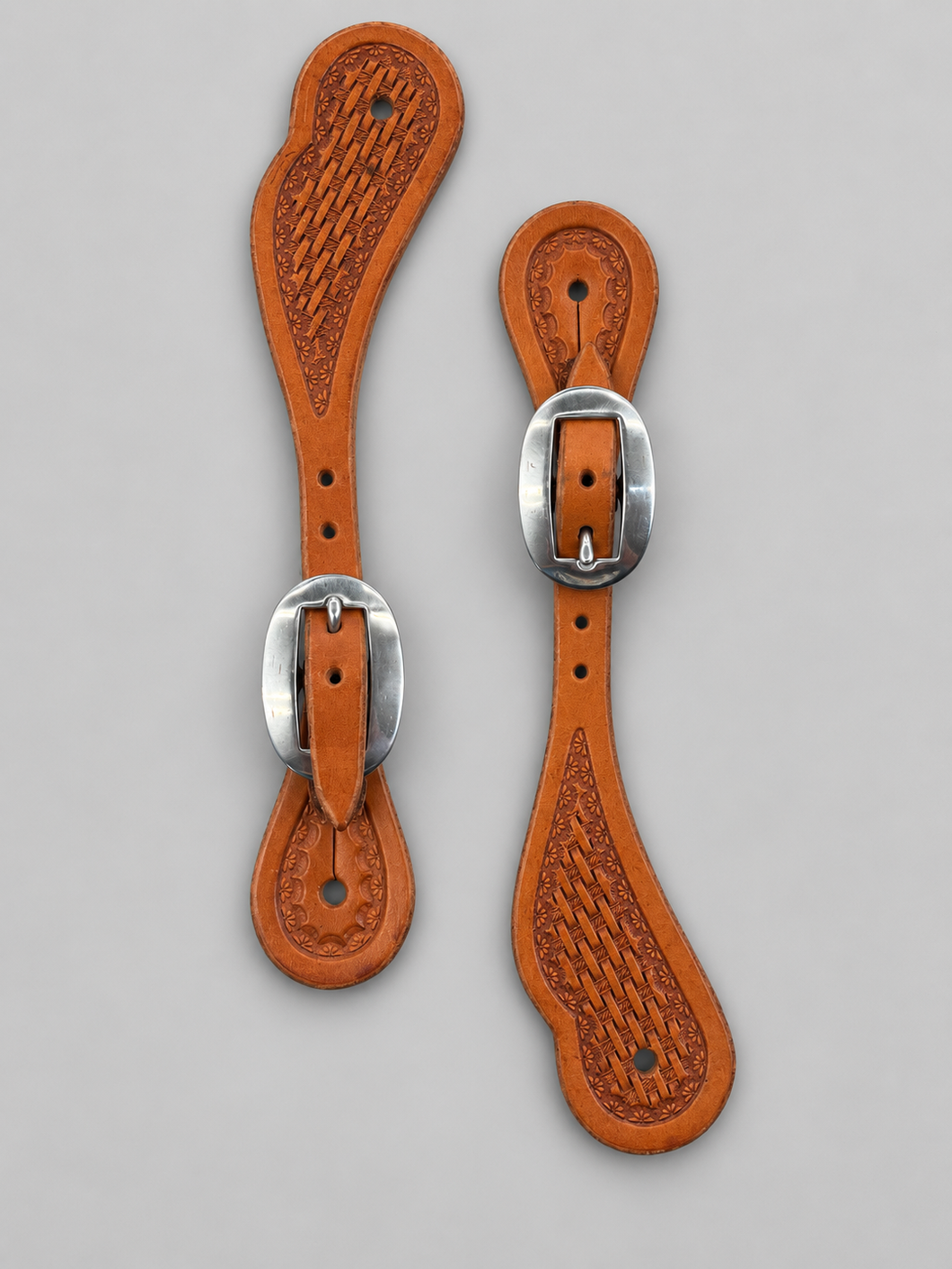 Spur Straps - SPS159 - Medium Natural Skirting with Basketweave