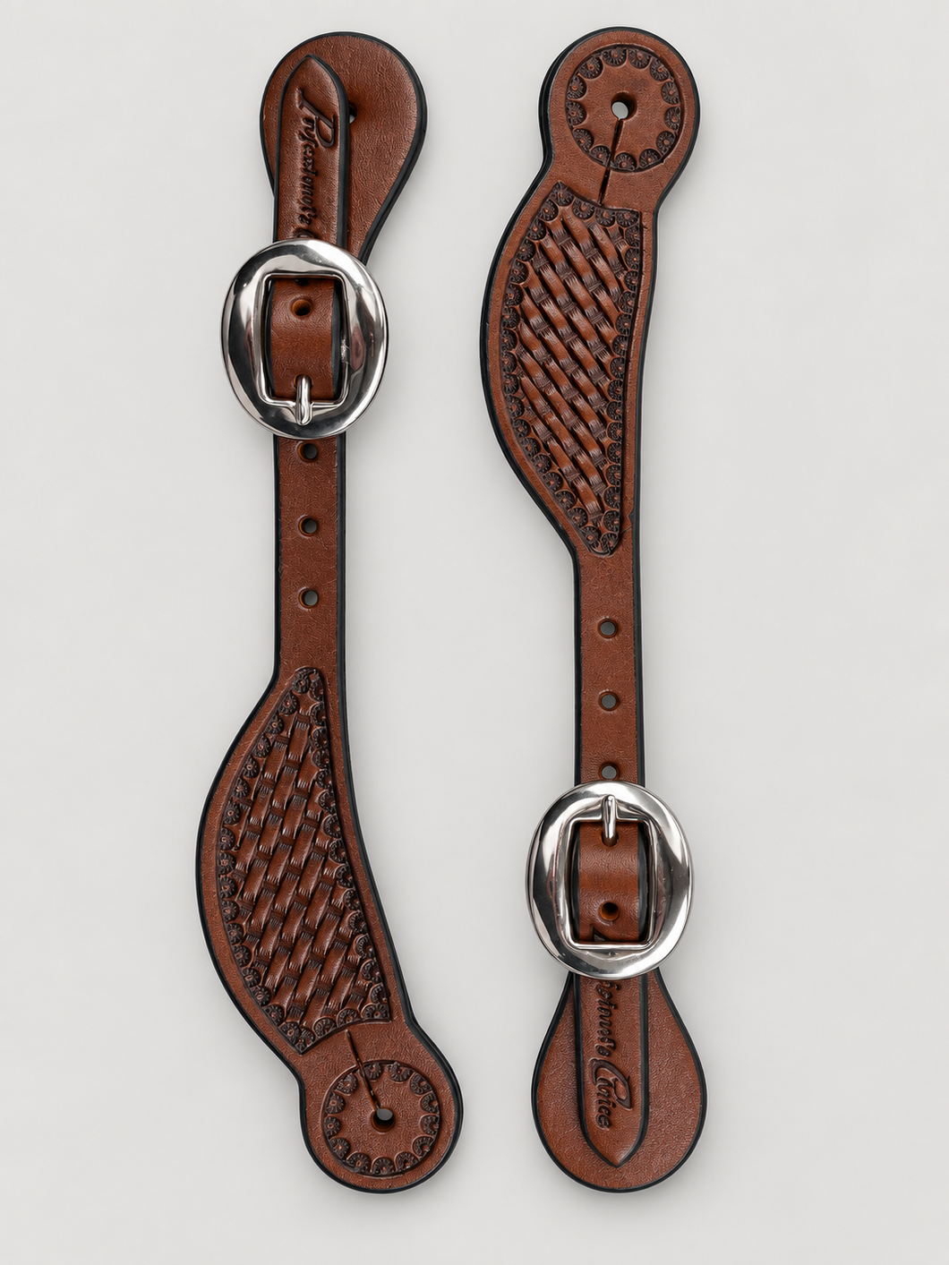 Spur Straps - SPS163 - Youth Hombre Basketweave in Chestnut
